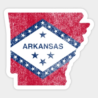 Arkansas Map and Flag distressed design Sticker